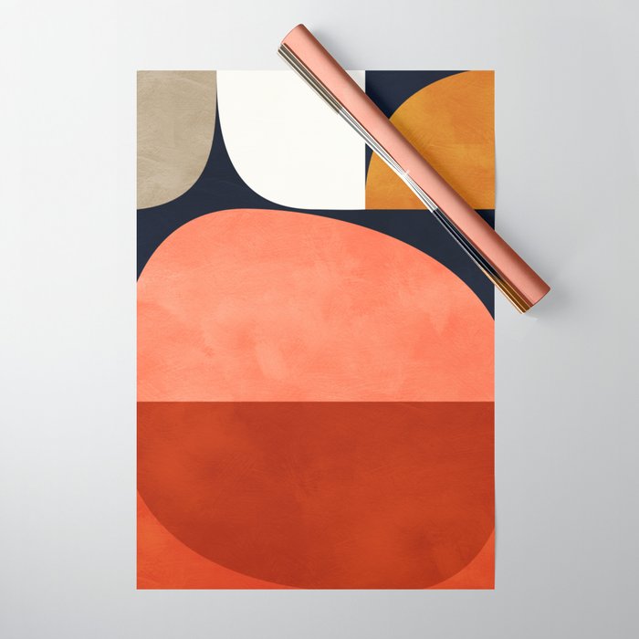 mid century geoemtric abstract autumn 3 Wrapping Paper Gallery Image 1