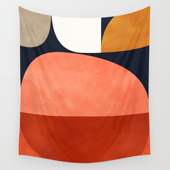 mid century geoemtric abstract autumn 3 Wall Tapestry Gallery Image 4