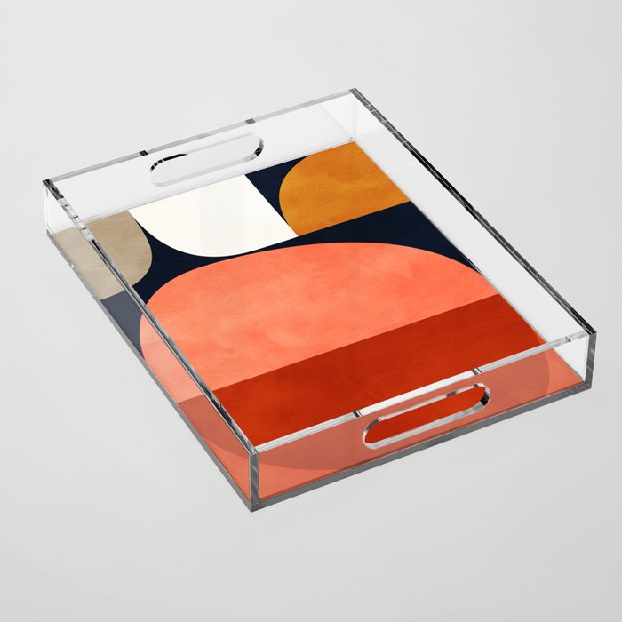 mid century geoemtric abstract autumn 3 Acrylic Tray Gallery Image 1