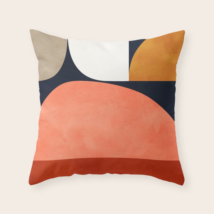 mid century geoemtric abstract autumn 3 Throw Pillow Gallery Image 1