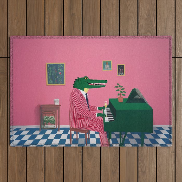 Crocodile Jazz Lounge Vibes Outdoor Rug Gallery Image 1