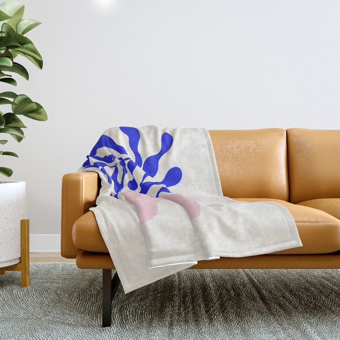 Blue Matisse Ferns II Throw Blanket Gallery Image 1