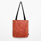 Whimsical Tiny Toys & Pine Branches in Red Tote Bag Gallery Image 2