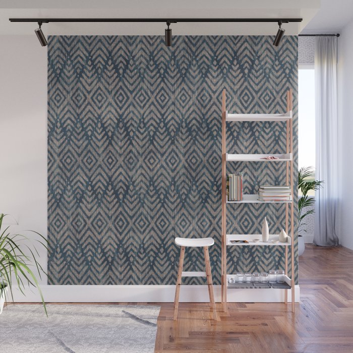Feather Ikat - midnight desert Wall Mural Gallery Image 1
