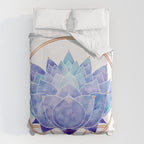 Violet Zen Lotus Flower Watercolor Duvet Cover Gallery Image 6