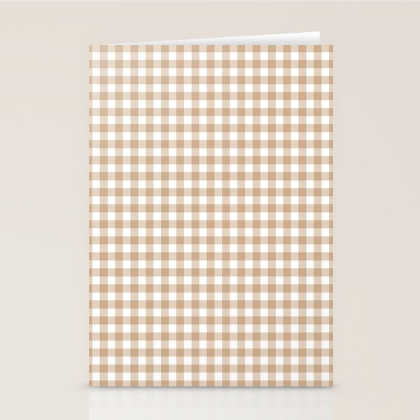 Gingham Plaid Checkered Cottage Pattern in Neutral Light Tan and White Stationery Card Gallery Image 2