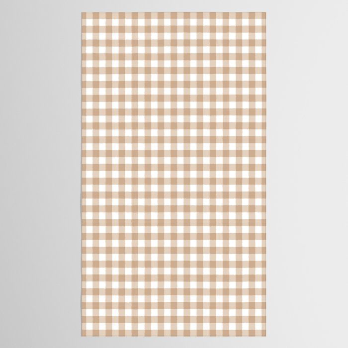 Gingham Plaid Checkered Cottage Pattern in Neutral Light Tan and White Tablecloth Gallery Image 2