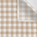 Gingham Plaid Checkered Cottage Pattern in Neutral Light Tan and White Wall Tapestry Gallery Image 3