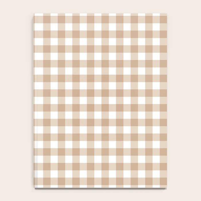 Gingham Plaid Checkered Cottage Pattern in Neutral Light Tan and White Notebook Gallery Image 4