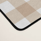 Gingham Plaid Checkered Cottage Pattern in Neutral Light Tan and White Desk Mat Gallery Image 4
