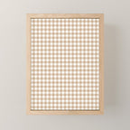 Gingham Plaid Checkered Cottage Pattern in Neutral Light Tan and White Mini Art Print Gallery Image 1