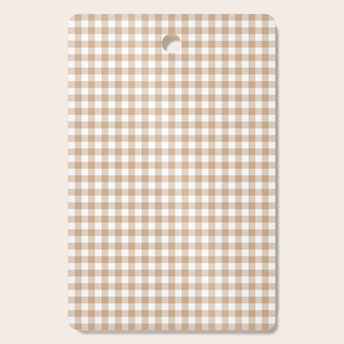 Gingham Plaid Checkered Cottage Pattern in Neutral Light Tan and White Cutting Board Gallery Image 1