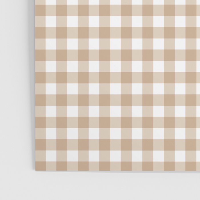 Gingham Plaid Checkered Cottage Pattern in Neutral Light Tan and White Poster Gallery Image 3