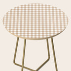 Gingham Plaid Checkered Cottage Pattern in Neutral Light Tan and White Side Table Gallery Image 2