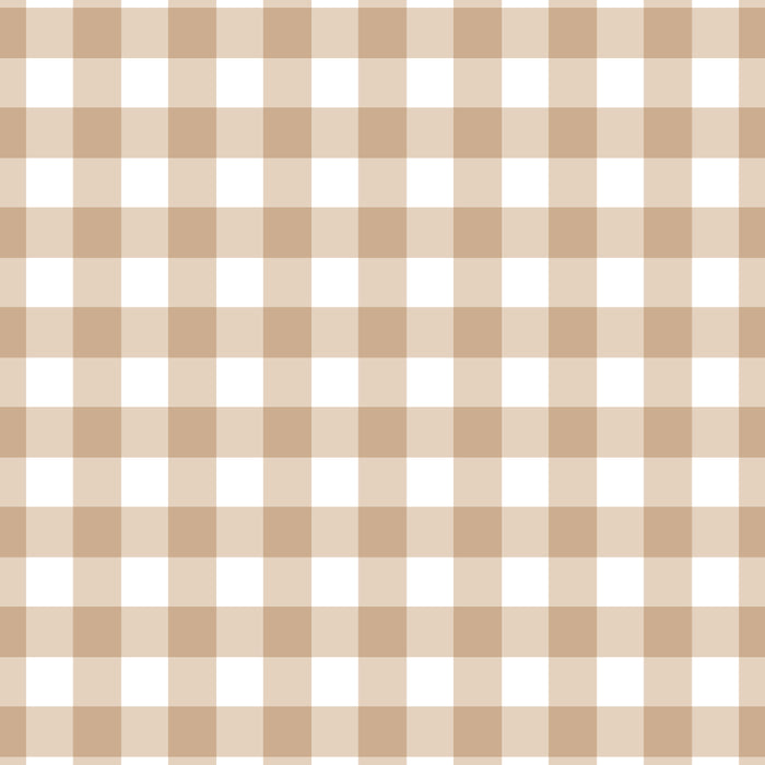 Gingham Plaid Checkered Cottage Pattern in Neutral Light Tan and White Coffee Mug Gallery Image 2