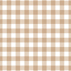 Gingham Plaid Checkered Cottage Pattern in Neutral Light Tan and White Coffee Mug Gallery Image 2