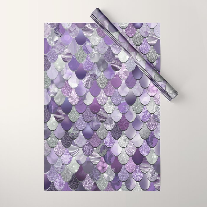 Mermaid Purple and Silver Wrapping Paper Gallery Image 1