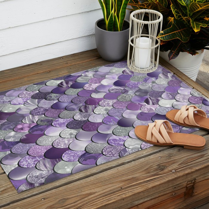 Mermaid Purple and Silver Outdoor Rug Gallery Image 2