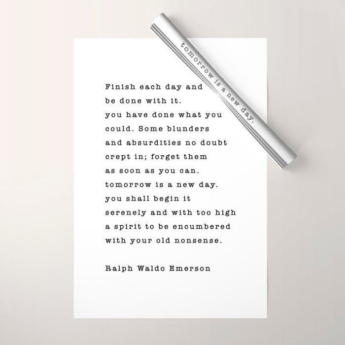 Ralph Waldo Emerson, Finish Each Day  Wrapping Paper Gallery Image 1