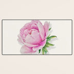 Peony flower painted in watercolor Desk Mat Gallery Image 3