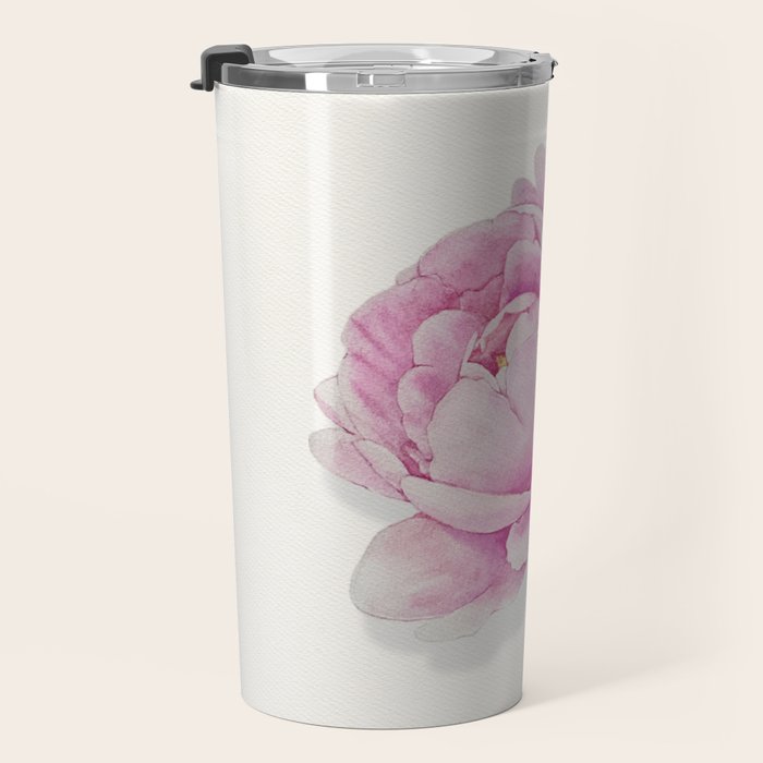 Peony flower painted in watercolor Travel Mug Gallery Image 3