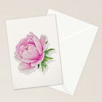 Peony flower painted in watercolor Stationery Card Gallery Image 2