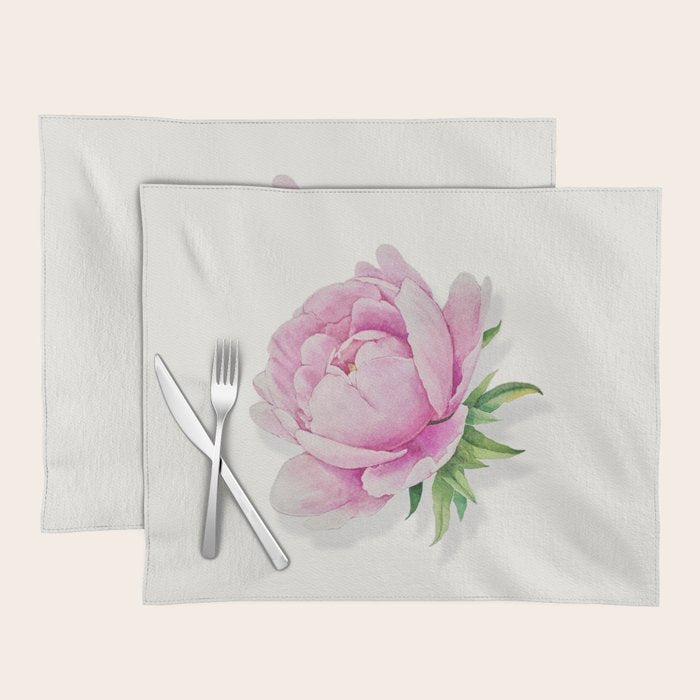 Peony flower painted in watercolor Placemat Gallery Image 1