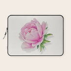 Peony flower painted in watercolor Laptop Sleeve Gallery Image 1