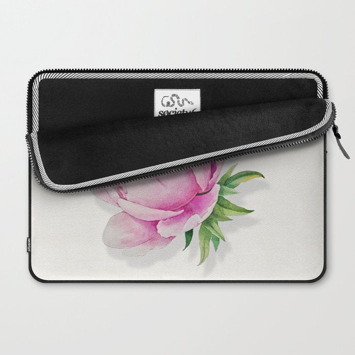 Peony flower painted in watercolor Laptop Sleeve Gallery Image 2