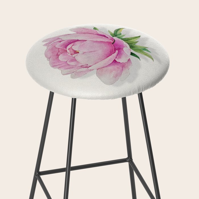 Peony flower painted in watercolor Stool Gallery Image 2