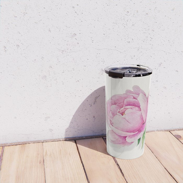 Peony flower painted in watercolor Travel Mug Gallery Image 4