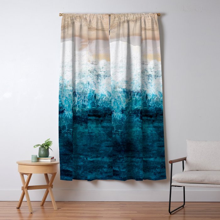 Watercolour Summer beach III Window Curtain Gallery Image 5