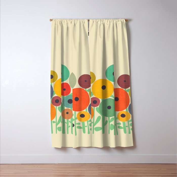 Cat in flower garden Window Curtain Gallery Image 3