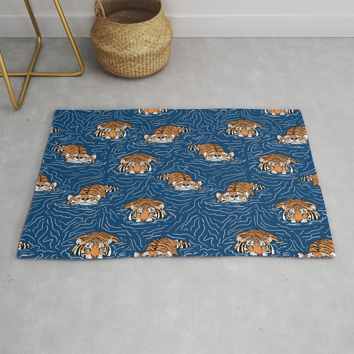 Tigers in the water Rug Gallery Image 1