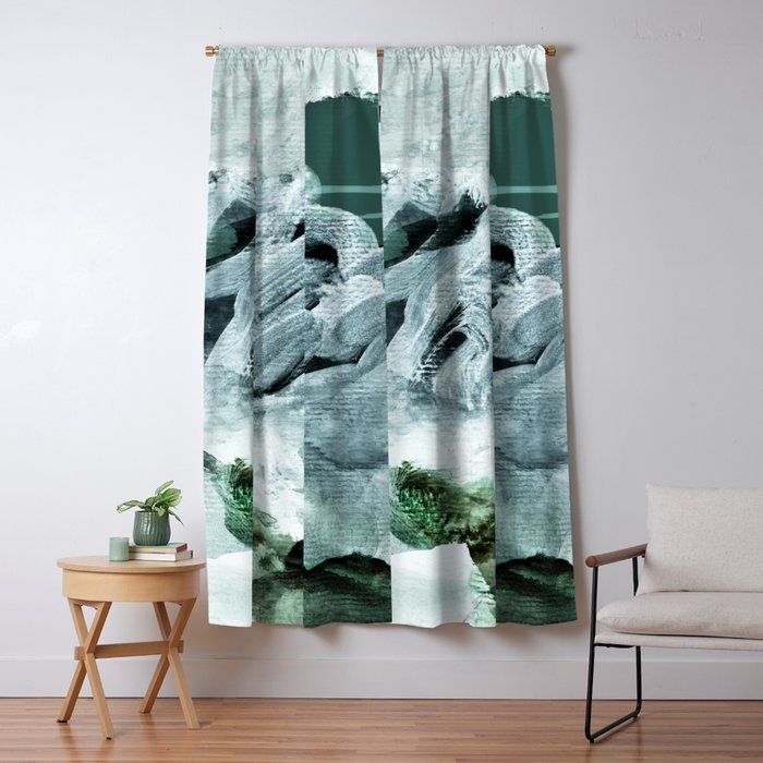grey green brushstrokes 2 Window Curtain Gallery Image 1