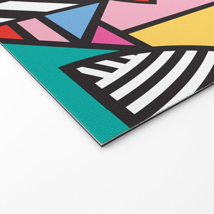 Colorful Memphis Milano Modern Geometric Shapes - 80s 90s retro electroclash pop art Aztec Welcome Mat Gallery Image 2