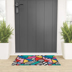 Colorful Memphis Milano Modern Geometric Shapes - 80s 90s retro electroclash pop art Aztec Welcome Mat Gallery Image 3