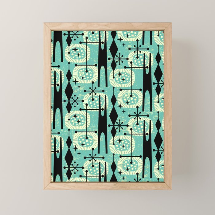 Retro 1950s Style Mid Century Modern 771 Mid Mod Turquoise Mini Art Print Gallery Image 1