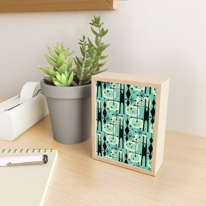 Retro 1950s Style Mid Century Modern 771 Mid Mod Turquoise Mini Art Print Gallery Image 2