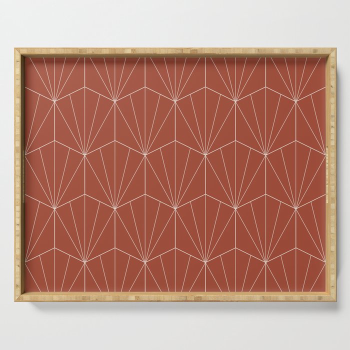 Gisela Geometric Line Art - Pomegranate Red Serving Tray Gallery Image 1