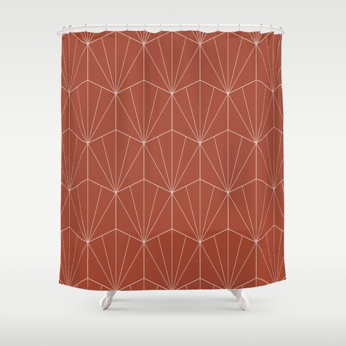 Gisela Geometric Line Art - Pomegranate Red Shower Curtain Gallery Image 1