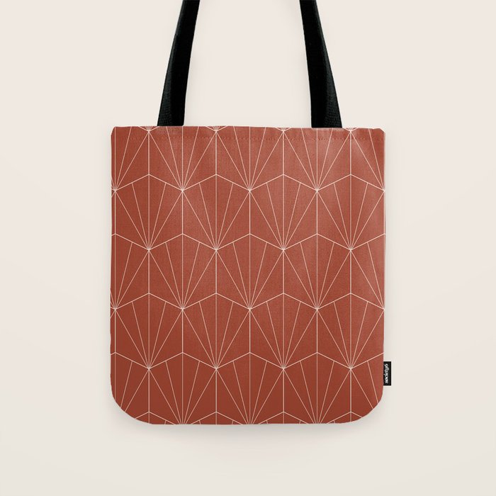 Gisela Geometric Line Art - Pomegranate Red Tote Bag Gallery Image 1
