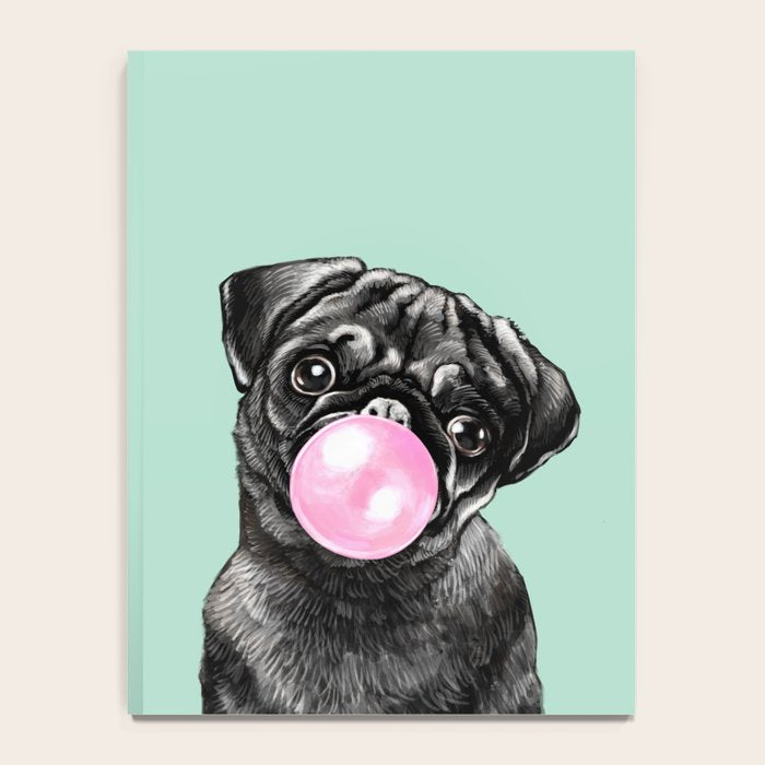 Bubble Gum Black Pug in Green Notebook Gallery Image 4