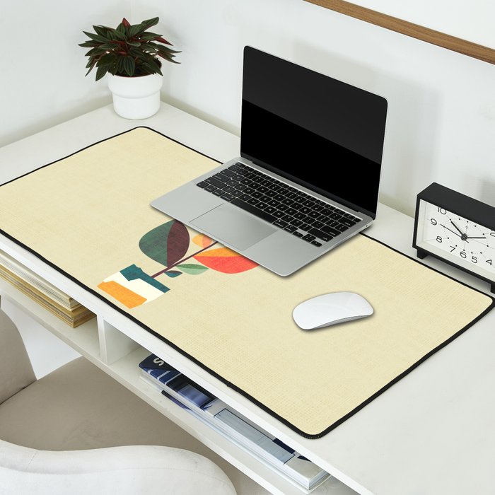 Potted plant with a bird Desk Mat Gallery Image 2