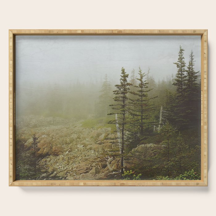 Maine Coast Landscape - Travel photography nature landscape moody decor Serving Tray Gallery Image 1