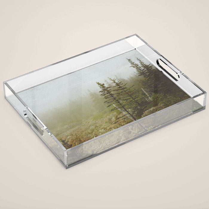 Maine Coast Landscape - Travel photography nature landscape moody decor Acrylic Tray Gallery Image 1
