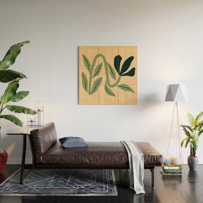Painterly Abstract Black Flower Wood Wall Art Gallery Image 2