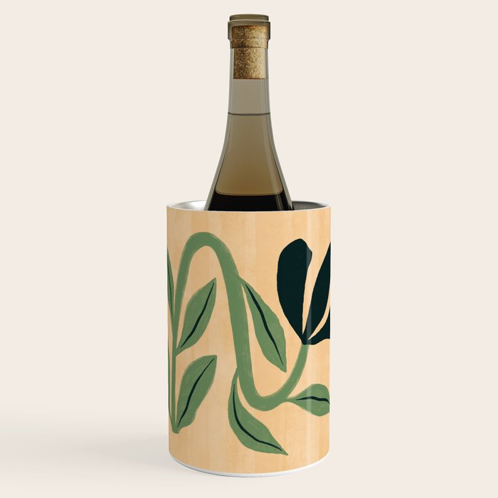 Painterly Abstract Black Flower Wine Chiller Gallery Image 1