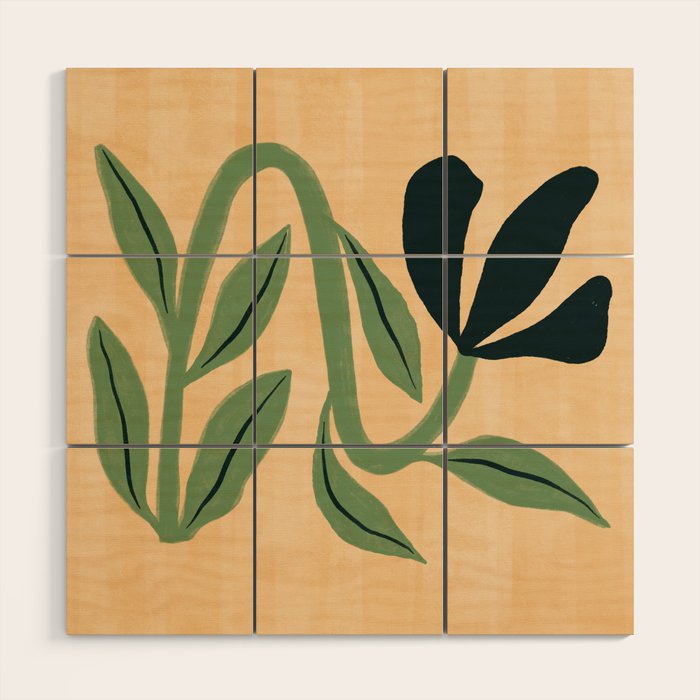 Painterly Abstract Black Flower Wood Wall Art Gallery Image 1