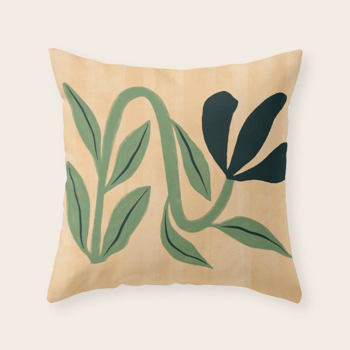 Painterly Abstract Black Flower Throw Pillow Gallery Image 1